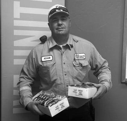 ADAM GERTKEN, Ponca City Refinery Emergency Response &amp; Security Lead, is pictured with Personal Protective Equipment that was donated recently by Phillips 66 to be sent to nearby areas that were affected by recent storms and tornados. (Photo provided)