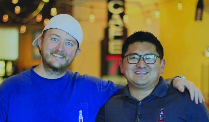 CHRIS KANA, pictured right, owner of Dado’s Pizza in OKC, and his business partner Jimmy Mays (left). Dado’s Pizza recently won the Reader’s Choice for Best Pizza in the OKC Metro Area in the Oklahoman. (Photo provided)