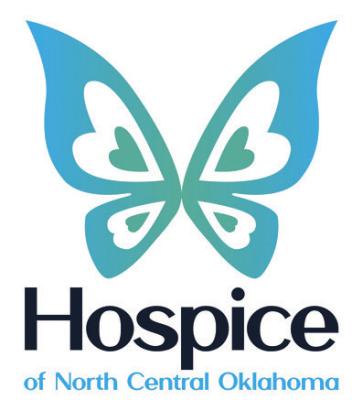 THE NEW logo unveiled by Hospice of North Central Oklahoma. The butterfly image and blue color were selected to reflect transition from one life to another, as well as the calming presence provided by care teams. (Images Provided)
