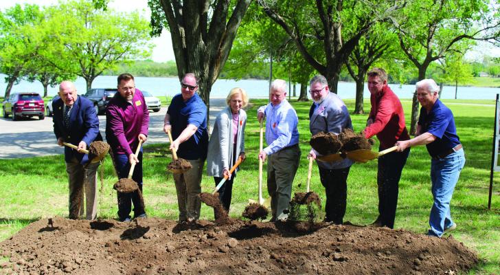 A GROUNDBREAKING ceremony was held on Friday, April 19 at Lake Ponca for the future Peace Pavilion in memory of Dr. Stephanie Husen. Dr. Husen was among the victims of a mass shooting carried out on the campus of Saint Francis Health System in Tulsa on June 1, 2022, while caring for her patients. The groundbreaking ceremony was held on what would have been Dr. Husen’s 50th birthday. (Photo by Calley Lamar)