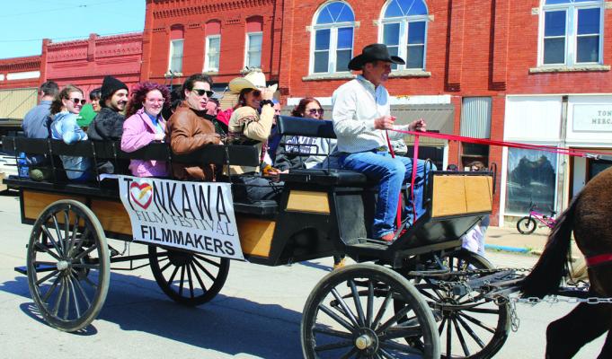 THE TONKAWA Film Festival has wrapped up the fifth year for the festival. Pictured are the filmmakers as they appear during the parade. (Photo by Calley Lamar)