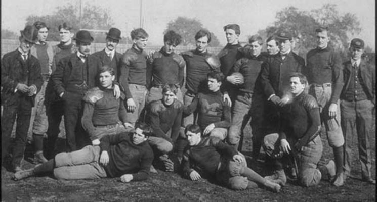 THE FIRST bowl game ever played was In Pasadena in 1902 involving the University of Michigan and Stanford. This is a photo of the 1902 Michigan team at Pasadena for the event. Stanford left the field in the third quarter trailing 49-0.