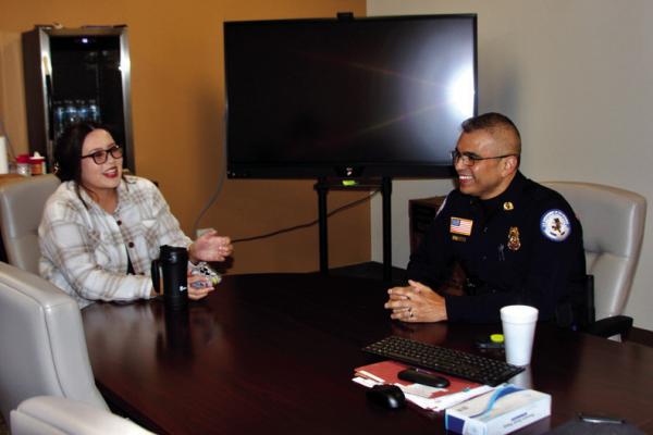 The Ponca Tribe of Indians of Oklahoma held Coffee with a Cop on Wed., Jan. 25 at the Tribal Affairs Office. People of the community were able to sit down with officers and converse over a cup of coffee. (Photo by Dailyn Emery)