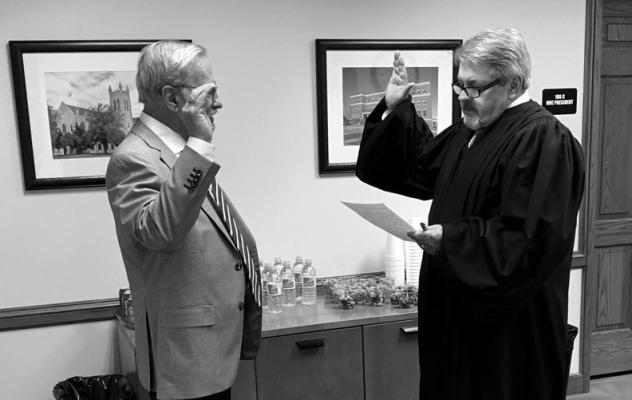 MIKE LOFTIS was sworn in Wednesday as the newest member of the NOC Board of Regents by the Hon. Judge Lee Turner. Photo provided.