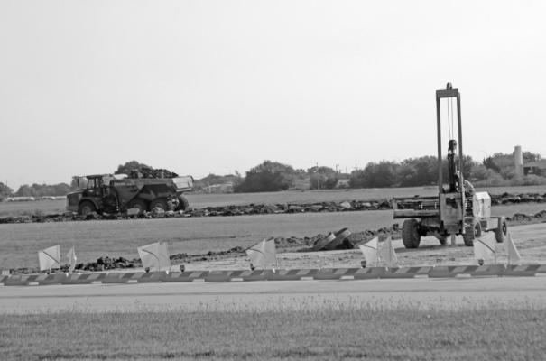 The Ponca City Regional Airport Runway Project is underway. Crews are removing and replacing the 8-10 inch deep concrete runway. The project is estimated to take six months. The airport was rewarded a $8,500,000 grant. This is one of the biggest single phase GA airport projects ever in the state of Oklahoma.(News photo by Jessica Windom).