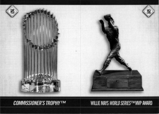 THE WINNING team in a World Series receives the Commissioner’s Trophy, left. The Most Valuable Player receives a Willie Mays trophy, right.