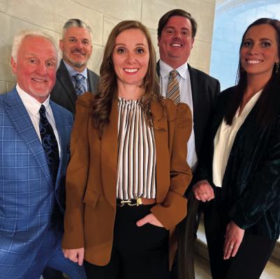 2024 IS an investor focused year for the Ponca City Chamber of Commerce, wherein they focus on growth and retaining investors. To this end, 2024 will see the launch of the “Invest in Success” campaign by 2024 Chamber Chair Kelsey Wagner. Pictured are the Chamber’s Executive Board. From left to right: Past Chair Rick Hancock, Treasurer Brad Fox, Chamber Chair Kelsey Wagner, Chair-Elect J. Berry Harrison III, and Vice-Chair Ashley Miller. (Photo Provided)