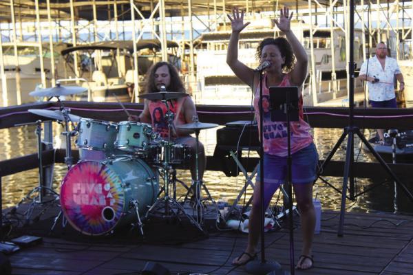 FIVE YEAR Gap performs for the crowd at The Hideaway Marina during their Fourth of July celebration. (Photo by Dailyn Emery)