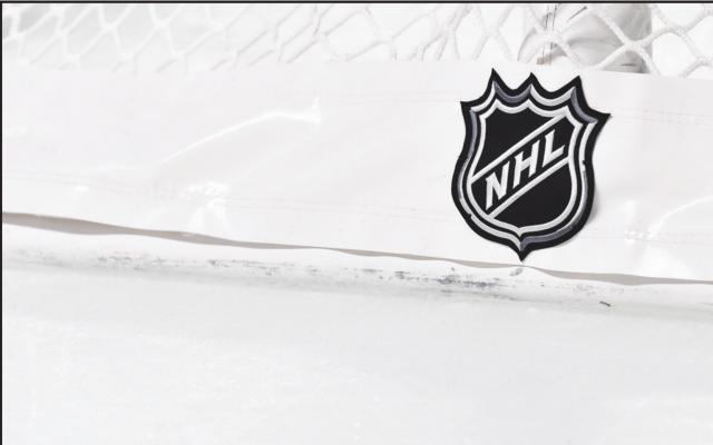 THE NHL LOGO on the back of the goal netting as the Montreal Canadiens play host to the Boston Bruins at the Bell Centre on November 5, 2019, in Montreal, Canada. (Minas Panagiotakis/Getty Images/TNS)