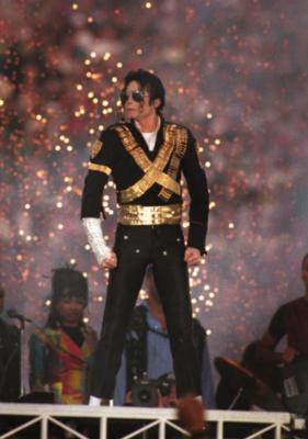 Michael Jackson performs during the Halftime show as the Dallas Cowboys take on the Buffalo Bills in Super Bowl XXVII at Rose Bowl on Jan. 31, 1993 in Pasadena, California. (George Rose/Getty Images/TNS)