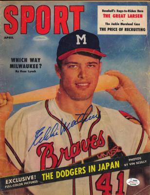 EDDIE MATHEWS was featured on this 1954 cover of Sport Magazine. Mathews was an up and coming player at the time and was one of many featured by the magazine over the years.