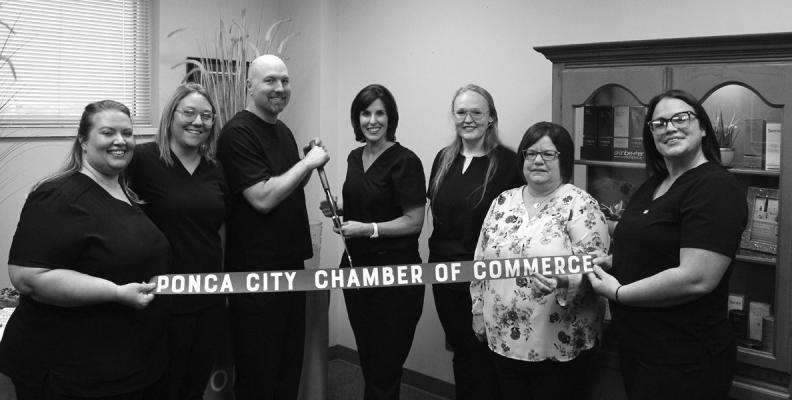 A PONCA City Chamber of Commerce ribbon cutting was held for U.S. Dermatology Partners, located at 415 Fairview Avenue, Suite 202, on Thursday, Oct. 12 at 10 am. Cutting the ribbon are Thomas Hall, MD, FAAD; and Deanna Cummings, PA-C. (Photo by Calley Lamar)
