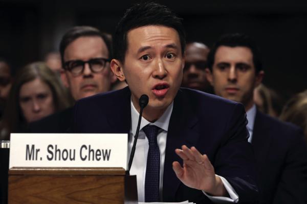 SHOU ZI Chew, CEO of TikTok, testifies before the Senate Judiciary Committee at the Dirksen Senate Office Building on Jan. 31, 2024, in Washington, D.C. (Alex Wong/Getty Images/TNS)