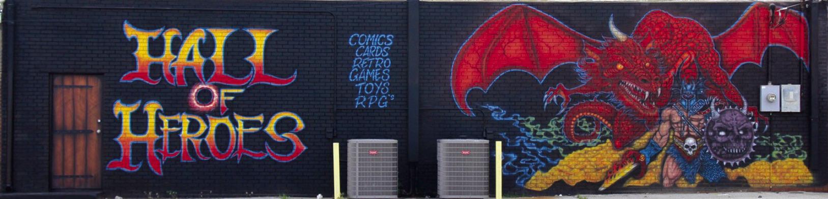 HALL OF Heroes, located at 112 N 1st Street, now has a mural of the Red Dragon and the warrior, Warduke, from Dungeons and Dragons. Painted by artist Todd Alexander, the mural is on the back side of the Hall of Heroes building. (Photo by Dailyn Emery)