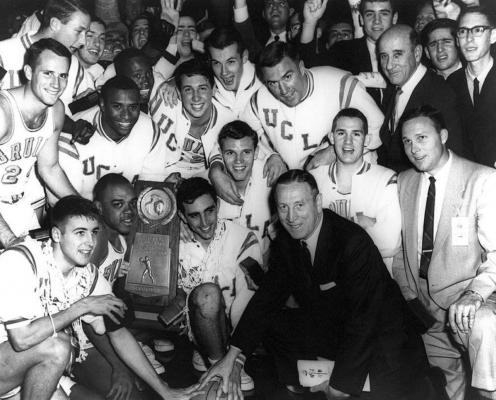THE UCLA BRUINS won the 1964 NCAA Tournament Final Four played in Kansas City. It was the first national title of many for the Bruins and Coach John Wooden.