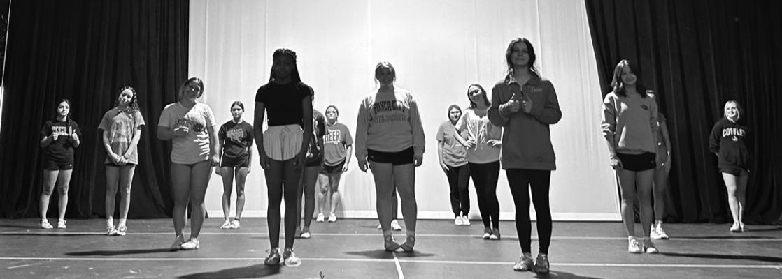 VARSITY AND junior varsity cheerleaders rehearse for the 81st PonDram Panic scheduled for the public on Thursday, Nov. 16 at 7 p.m. in the Po-Hi Howell Auditorium. Tickets are $5 each for all ages. The proceeds from Panic support the Wildcat Theatre Company and the graduation activities for the Class of 2024.