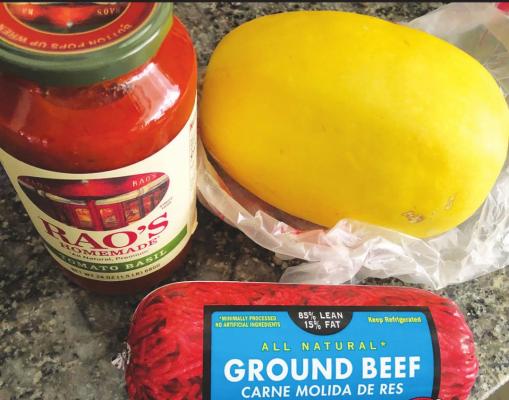 SPAGHETTI Squash bake uses one spaghetti squash, one pound of hamburger meat and one jar of Rao’s sauce. (News Photo by Kristi Hayes)