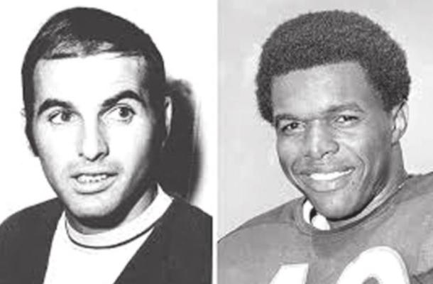BRIAN PICCOLO, left, and Gale Sayers were roommates and very close friends while they played on the Bears. Piccolo’s career ended as he was a victim of cancer. The movie “Brian’s Song,” was about their friendship.