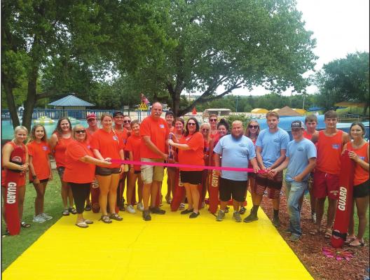 THE PONCA CITY Chamber of Commerce held a Ribbon Cutting Ceremony for B&amp;B Sun ‘N Fun Recreation located at 8900 E. Lake Road. Cutting the ribbon are owners Ken and Marcie Batschelett. Holding the ribbon are Terri Sherbon and Garrett Batschelett. They are shown with their amazing staff. The Batschelett family has made lots of improvements to the water-park.