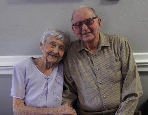 CLETA AND Robert Collyar both met while at the Renaissance in Ponca City. Cleta, 91, and Robert, 93, were both married on April 15 of this year. (Photo by Calley Lamar)