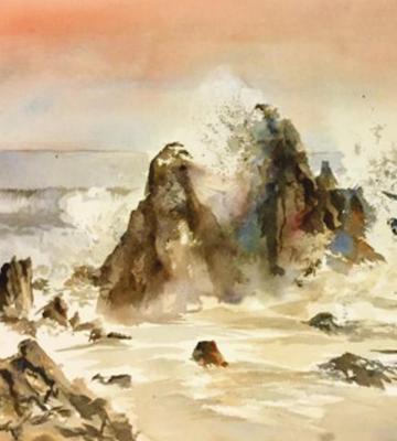 Elaine Armstrong- 1st Place Professional Watercolor Titled: “Malibu Beach”