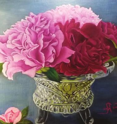 Jannie Ross- 1st Place Professional Oil/Acrylic Titled: “ Peaceful Peonies”