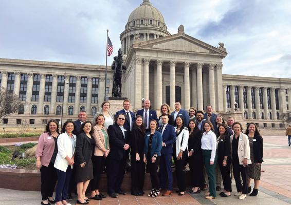 The 37th Leadership Ponca City class spent two days in Oklahoma City as part of their State Government Session on Tuesday, March 12 and Wednesday, March 13. The class visited the Oklahoma City National Memorial and Museum, the State Chamber, and the State Capitol. Pictured is the class at the State Capitol. (Photo Provided)
