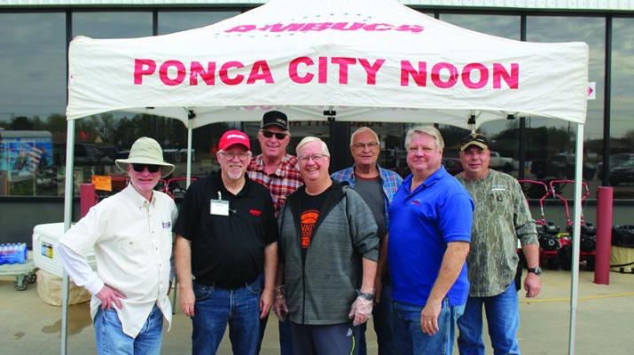 THE PONCA City Noon Ambucs partnered with Atwood’s for a Hot Dog Saturday event on Saturday, March 16. Atwood’s hosts Hot Dog Saturday’s as a means for benefiting local charities and organizations. Pictured are several Ambucs with Ponca City Atwoods Manager Ron Roehl (second from left). (Photosby Calley Lamar)