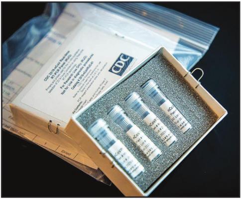 THE CDC provides laboratory test kits for severe acute respiratory syndrome coronavirus 2, which causes the COVID-19 disease. The kits are provided to U.S. state and local public health laboratories, Department of Defense labs and some international labs. (Photo provided by CDC.)