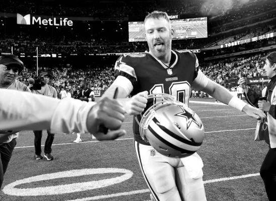 Dallas Cowboys quarterback Cooper Rush (10) is congratulated after a win against the New York Giants at MetLife Stadium on Sept. 26, 2022, in East Rutherford, New Jersey. (Tom Fox/The Dallas Morning News/TNS)