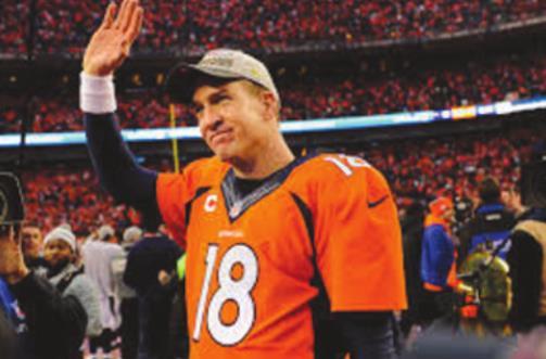 OTHER THAN Tom Brady, Peyton Manning is the oldest quarterback to play in a Super Bowl. His Denver Bronco team won the event in 2015 over the Carolina Panthers. He was 39.