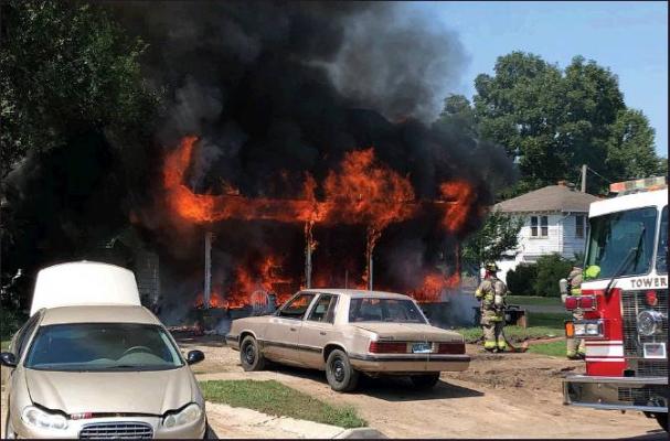 AN AFTERNOON fire caused significant damage to a residence at the intersection of Ponca and Oak on Wednesday. According to the occupants of the residence, the power generator they were using caught fire when they were refueling it. (News Photo by Mike Seals)