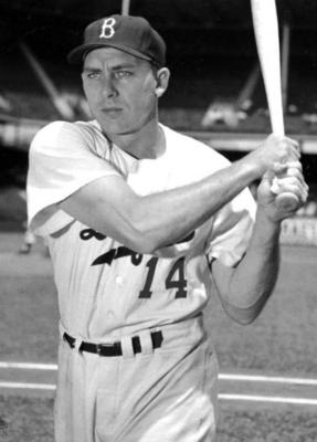GIL HODGES was a dangerous hitter for the Brooklyn Dodgers back in the 1950s. He started out as a catcher but was moved to first base where he excelled as a fielder. He managed the 1969 Miracle Mets, but died of a massive heart attack in his 40s.