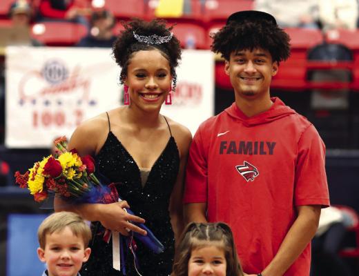 KYRA ALLISON and Elijah Kreisel were named queen and king Friday night at the annual Basketball Homecoming at Robson Field House. The coronation was prior to basketball games with Choctaw. This photo was provided by Larry WIlliams.