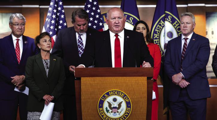 U.S. Rep. Glenn Thompson (R-PA) joined by fellow House Republicans speaks at a press conference to discuss a Republican agriculture plan, at the U.S. Capitol on June 15, 2022, in Washington, DC. (Kevin Dietsch/Getty Images/TNS)