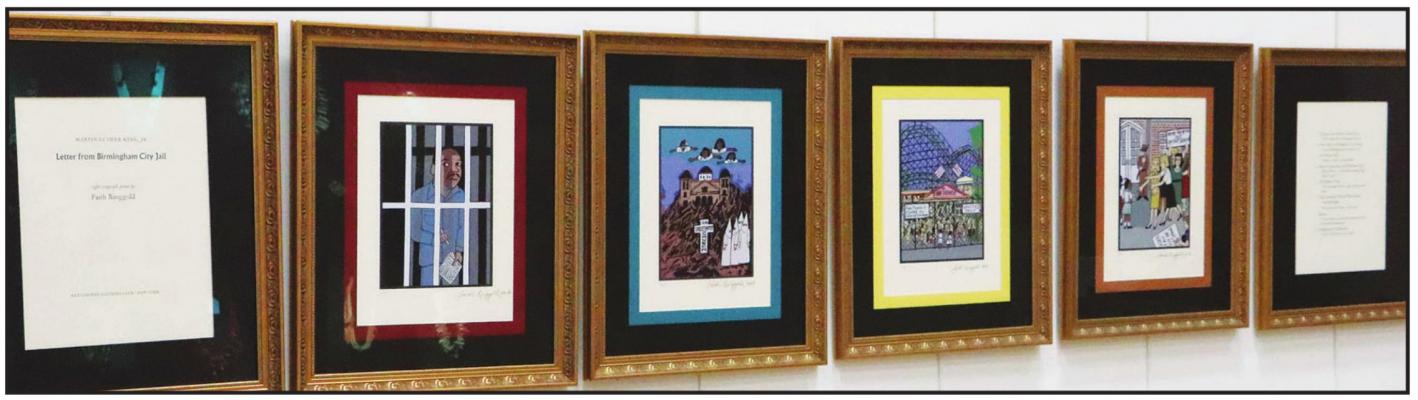 THE SERIGRAPHS in the exhibition “Letter from a Birmingham Jail” by Faith Ringgold show images from the Civil Rights Movement including from “Freedom Summer” in Mississippi in 1964.
