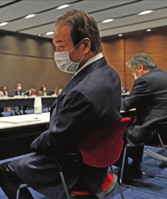 HARUYUKI TAKAHASHI, executive board member of the Tokyo Organizing Committee of the Olympic and Paralympic Games attends the Tokyo 2020 Executive Board Meeting in Tokyo, Japan Monday. A new date for the postponed summer Olympics was announced. (AP Photo)