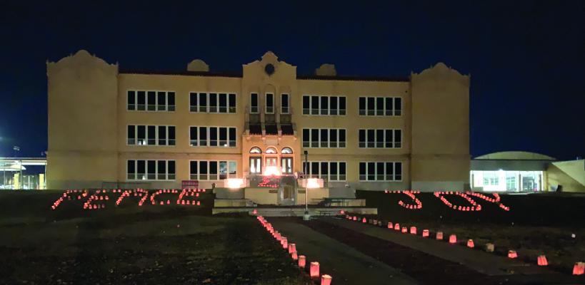 This year marks the 55th anniversary for the Luminaries display on the front lawn of Ponca City High School on Overbrook Avenue. (Photo by Calley Lamar)