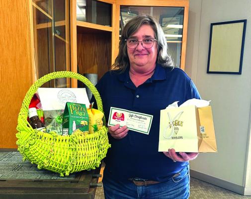 ALICE HARRIS, Ponca City News reader of Blackwell, was the lucky winner of the 2024 Lucky Leprechaun contest. She took home $150 worth of prizes provided by sponsors Marco’s Pizza, McGee Jewelers, and Rikki’s Market. Congratulations Alice!