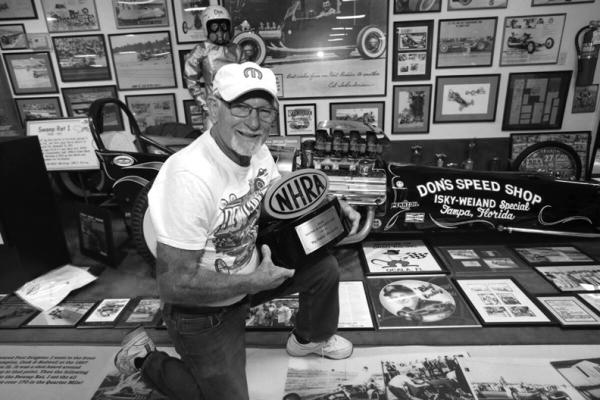 DON “BIG Daddy” Garlits was one of the biggest names in drag racing. Here he is among displays at a drag racing museum.