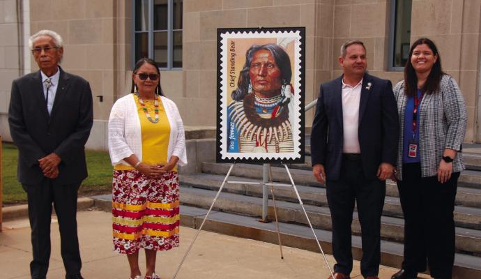 THE UNITED States Postal Service unveiled the new Chief Standing Bear stamp on Fri., May 26. (Photo by Dailyn Emery)