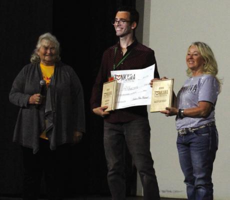 Awards were presented on Saturday, April 15 for the Tonkawa Film Festival. Pictured in the middle is director Nick Everhart, whose film Albacore won the Best Drama and Best of Fest categories. (Photo by Calley Lamar)