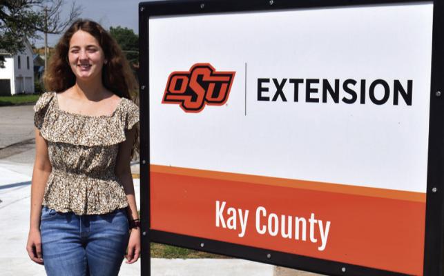 JENNA FREDERICK, an Oklahoma State University student from Fort Smith, Ark., has joined the Kay County 4-H program for an internship this summer. (Photo by Everett Brazil, III)