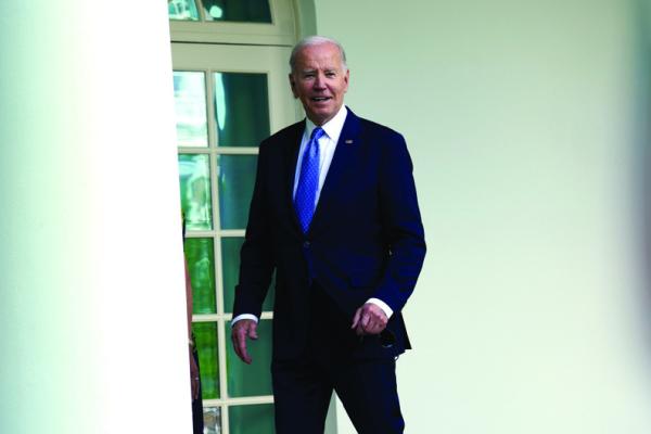 U.S. President Joe Biden announced his reelection campagin on Tuesday, Apr. 25, 2023. In this photo from Apr. 24, 2023, he walks back to the Oval Office after honoring the Teachers of the Year in the Rose Garden at the White House in Washington, D.C. (Yuri Gripas/Abaca Press/TNS)