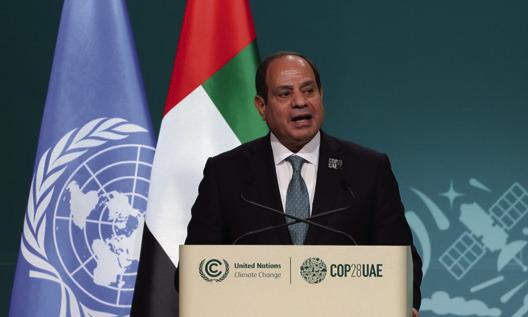 EGYPTIAN PRESIDENT Abdel Fattah El-Sisi speaks during day one of the high-level segment of the UNFCCC COP28 Climate Conference at Expo City Dubai on Dec. 1, 2023, in Dubai, United Arab Emirates. (Sean Gallup/Getty Images/TNS)