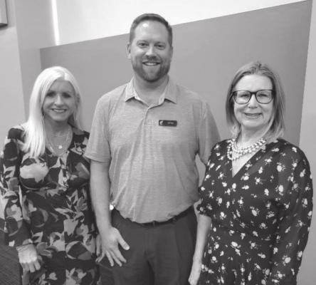 Shelley Arrott, Ponca City Superintendent, is pictured with Jeff McKinnon, chair of the Partner in Education Committee, and Natalie Prather, chair of the Education and Workforce Development Committee.