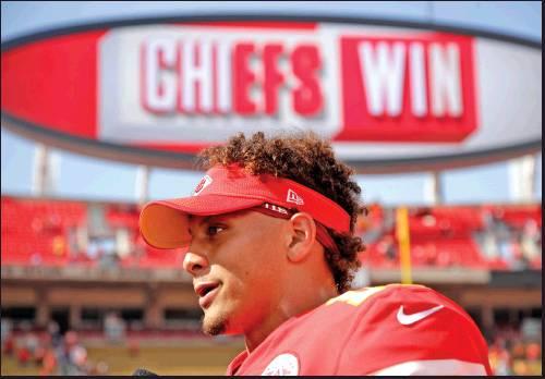 KANSAS CITY Chiefs quarterback Patrick Mahomes walks off the field after an NFL football game against the Baltimore Ravens Sunday in Kansas City, Mo. (AP Photo)