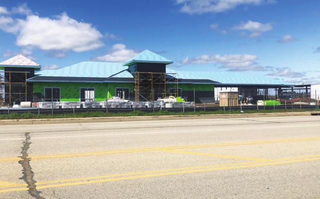 CONSTRUCTION CONTINUES at the new Community National Bank on Prospect Avenue in Ponca City. (News Photo by Kristi Hayes)