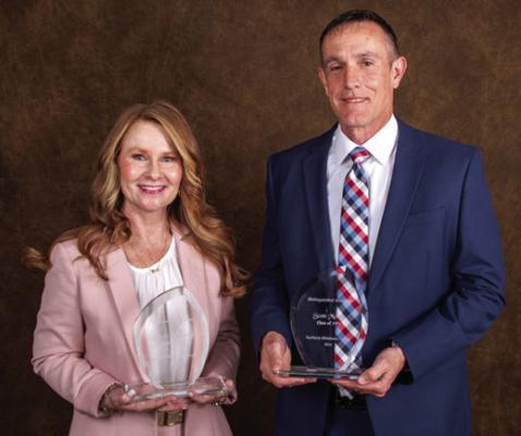 DR. MICHELLE (Jeffries) Keylon and Scott Morris were inducted into the NOC Distinguished Alumni Hall of Fame last Saturday at NOC Tonkawa. (photo by Shiloh Martin/ Northern Oklahoma College)