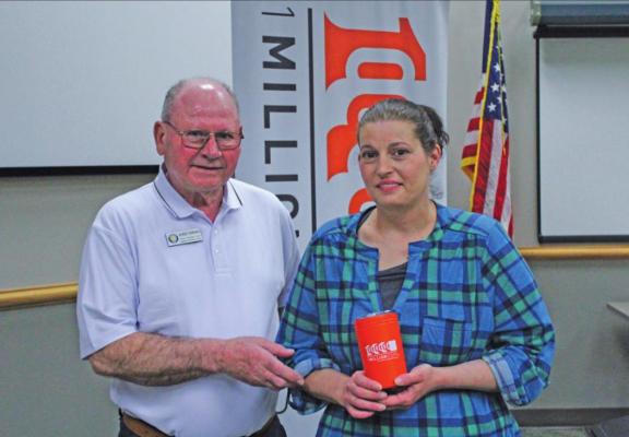 From left to right: Dr. Robert Howard and Anna McDow, owner of Sugar Rush Candy, McDow was the speaker for 1 Million Cups April presentation. (Photo by Calley Lamar)